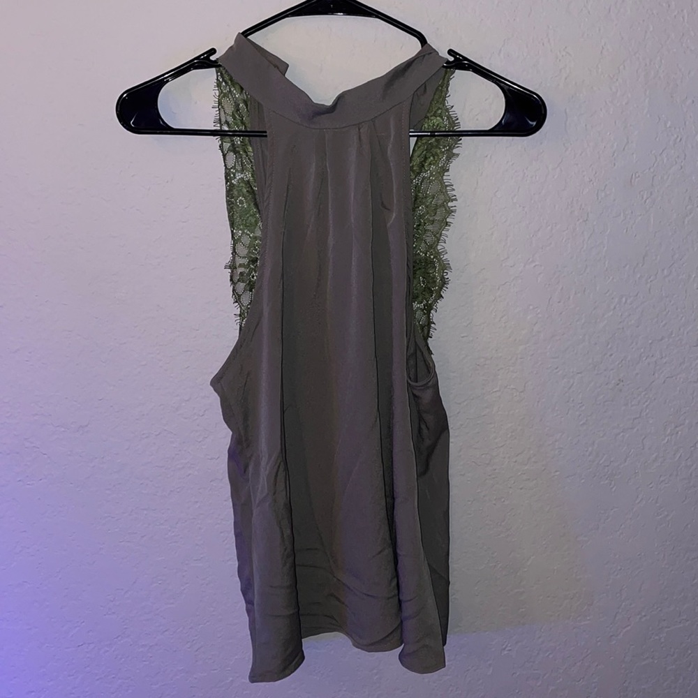 Green Lush Tank Too with lace and Buttons